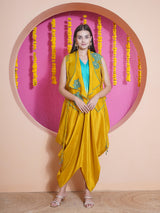 GOLDEN TIDE DHOTI DRAPE WITH WATERFALL SHRUG