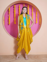 GOLDEN TIDE DHOTI DRAPE WITH WATERFALL SHRUG