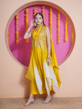 GOLDEN GLOW PRINCESS FLARE SEQUINNNED CAPE SET