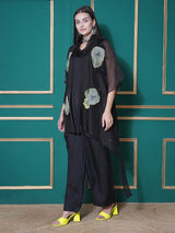 BLACK FETHER EDGE KAFTAN OVERLAY WITH CO-ORD SET