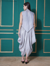 BLACK RADIANCE DHOTI DRAPE WITH WATERFALL SHRUG