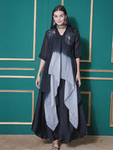 BLACK RADIANCE STATEMENT FLOWER EMBELISHED CAPE SET