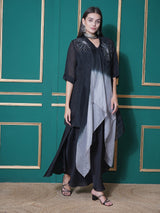 BLACK RADIANCE STATEMENT FLOWER EMBELISHED CAPE SET