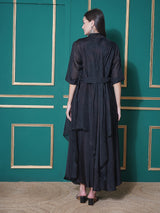 BLACK RADIANCE STATEMENT FLOWER EMBELISHED CAPE SET