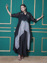 BLACK RADIANCE STATEMENT FLOWER EMBELISHED CAPE SET