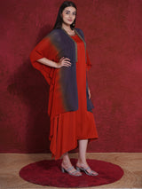 FLAME FALL KAFTAN CAPE WITH DRESS