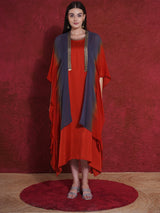 FLAME FALL KAFTAN CAPE WITH DRESS