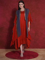FLAME FALL KAFTAN CAPE WITH DRESS