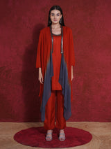 FLAME FALL CO-ORD WITH CAPE STYLE JACKET