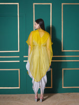 CITRINE CHARM DHOTI DRAPE WITH FREE FALL FLORAL EMBROIDER CAPE