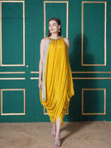 CITRINE CHARM SHRUG WITH DHOTI DRAPE GOWN