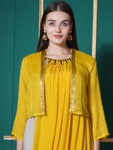 CITRINE CHARM SHRUG WITH DHOTI DRAPE GOWN