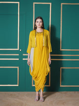CITRINE CHARM SHRUG WITH DHOTI DRAPE GOWN