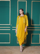 CITRINE CHARM SHRUG WITH DHOTI DRAPE GOWN