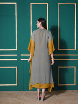 GOLDEN SAGE KAFTAN CAPE WITH DRESS