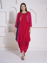 DUSKY ROSE SHRUG WITH DHOTI DRAPE GOWN