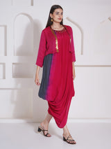 DUSKY ROSE SHRUG WITH DHOTI DRAPE GOWN