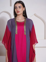 DUSKY ROSE KAFTAN CAPE WITH DRESS