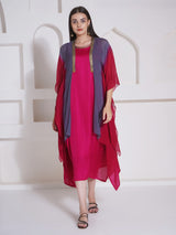 DUSKY ROSE KAFTAN CAPE WITH DRESS