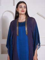 TEAL TITANIUM KAFTAN CAPE WITH DRESS