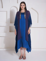 TEAL TITANIUM KAFTAN CAPE WITH DRESS
