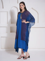 TEAL TITANIUM KAFTAN CAPE WITH DRESS
