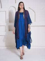 TEAL TITANIUM KAFTAN CAPE WITH DRESS