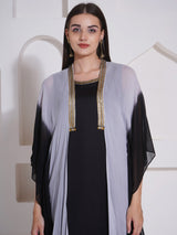 BLACK BRILLIANCE KAFTAN CAPE WITH DRESS