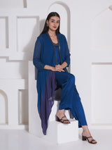 TEAL TITANIUM CO-ORD WITH CAPE STYLE JACKET