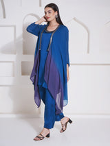 TEAL TITANIUM CO-ORD WITH CAPE STYLE JACKET