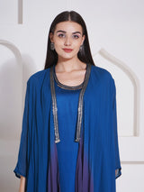 TEAL TITANIUM CO-ORD WITH CAPE STYLE JACKET