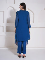 TEAL TITANIUM CO-ORD WITH CAPE STYLE JACKET