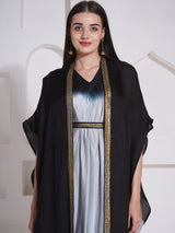 BLACK BRILLIANCE DHOTI DRAPE WITH FREE FALL FUSION EMBROIDER CAPE