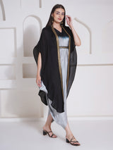 BLACK BRILLIANCE DHOTI DRAPE WITH FREE FALL FUSION EMBROIDER CAPE
