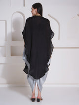 BLACK BRILLIANCE DHOTI DRAPE WITH FREE FALL FUSION EMBROIDER CAPE