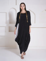 BLACK BRILLIANCE SHRUG WITH DHOTI DRAPE GOWN