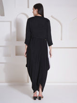 BLACK BRILLIANCE SHRUG WITH DHOTI DRAPE GOWN