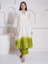 LIME LUXE DIP DYE A-LINE KURTA SET