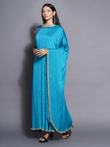 PEACOCK PHANTOM ONE SHOULDER DRAPE GOWN