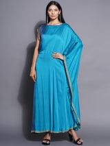 PEACOCK PHANTOM ONE SHOULDER DRAPE GOWN