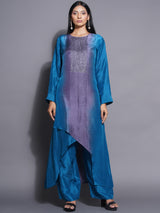 TEAL TITANIUM PIN-TUCK KURTA SET