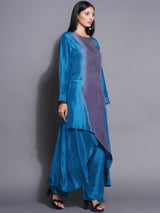 TEAL TITANIUM PIN-TUCK KURTA SET