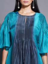 PEACOCK PHANTOM PLEATED TOP WITH FLARED PANT CO-ORD SET