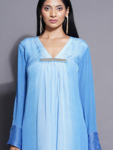 FROSTED SAPPHIRE FRONT GATHERED KURTA SET