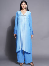 FROSTED SAPPHIRE FRONT GATHERED KURTA SET