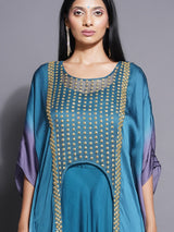 TEAL TITANIUM CELESTIA EMBLISHED KAFTAN SET
