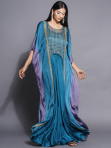 TEAL TITANIUM CELESTIA EMBLISHED KAFTAN SET