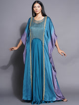 TEAL TITANIUM CELESTIA EMBLISHED KAFTAN SET