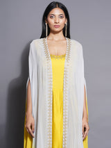 SNOWDRIFT EMBROIDERED CAPE WITH CITRINE SLIT GOWN