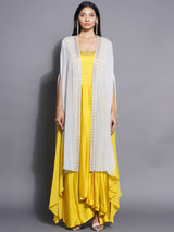 SNOWDRIFT EMBROIDERED CAPE WITH CITRINE SLIT GOWN